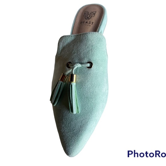 Beast Fashion Gem-01 Suede Pointed Toe Slip On Tassels Flat Loafer Mules - Picture 3 of 8